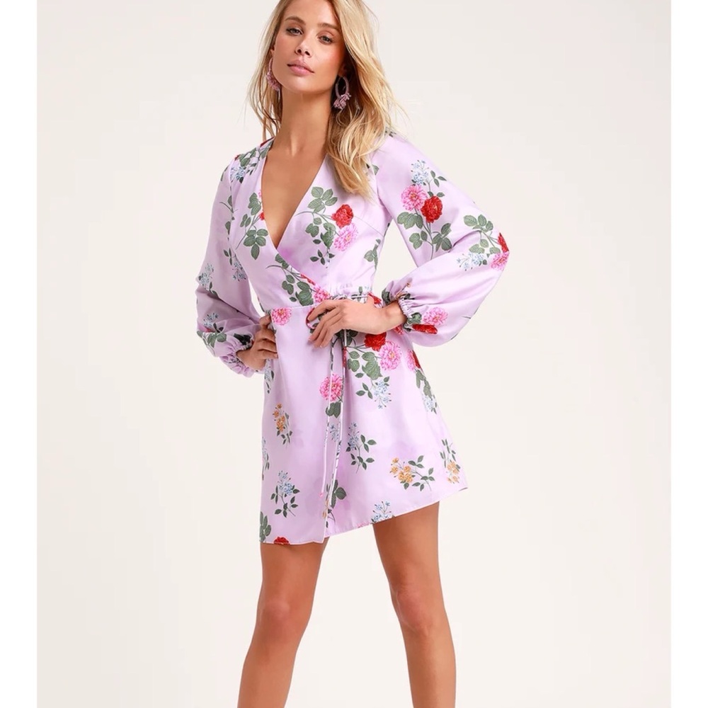 $170 NWT Keepsake Pretty One Wrap Dress Lilac Floral XS - Picture 11 of 14